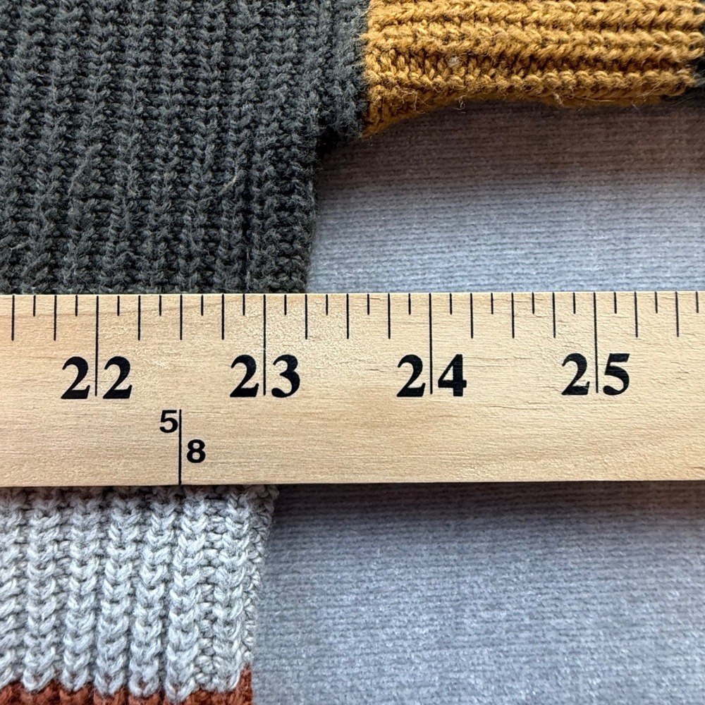Madewell Striped Oversized Crewneck Sweater XL Pink Rust Olive Cotton Blend - Picture 2 of 5